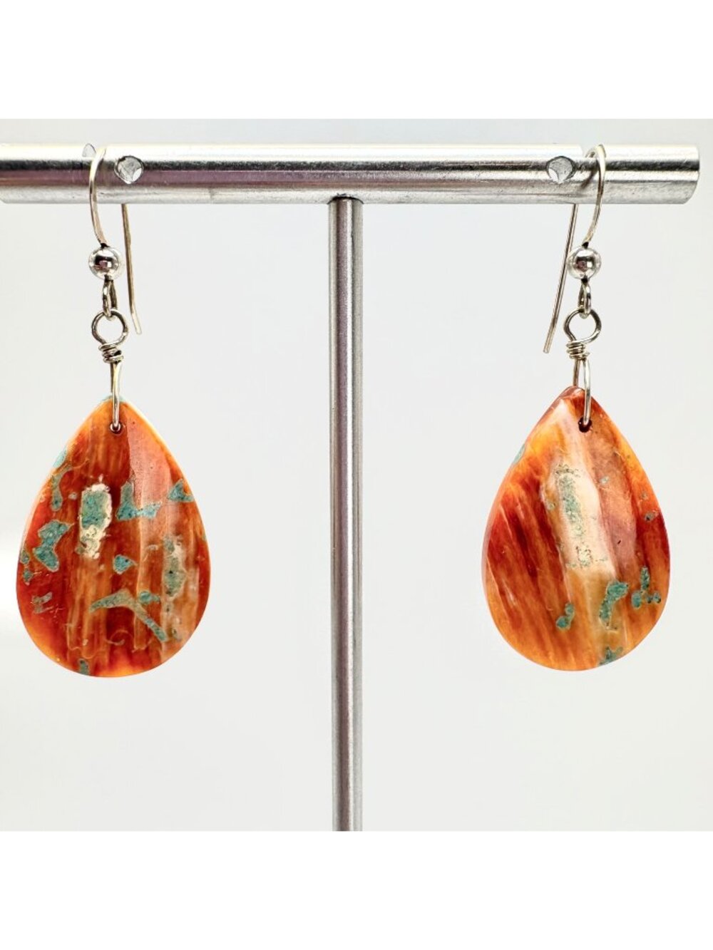 Teardrop Shell & Sterling Silver 925 Dangle Earrings Size 1.75" Length